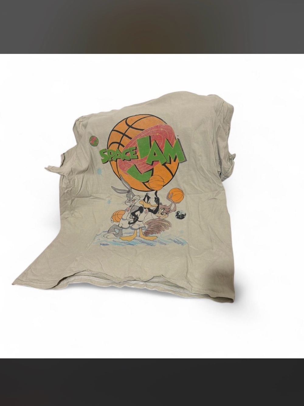 Space Jam Graphic Tee with Bugs Bunny & Friends - Beige/Orange/Green
